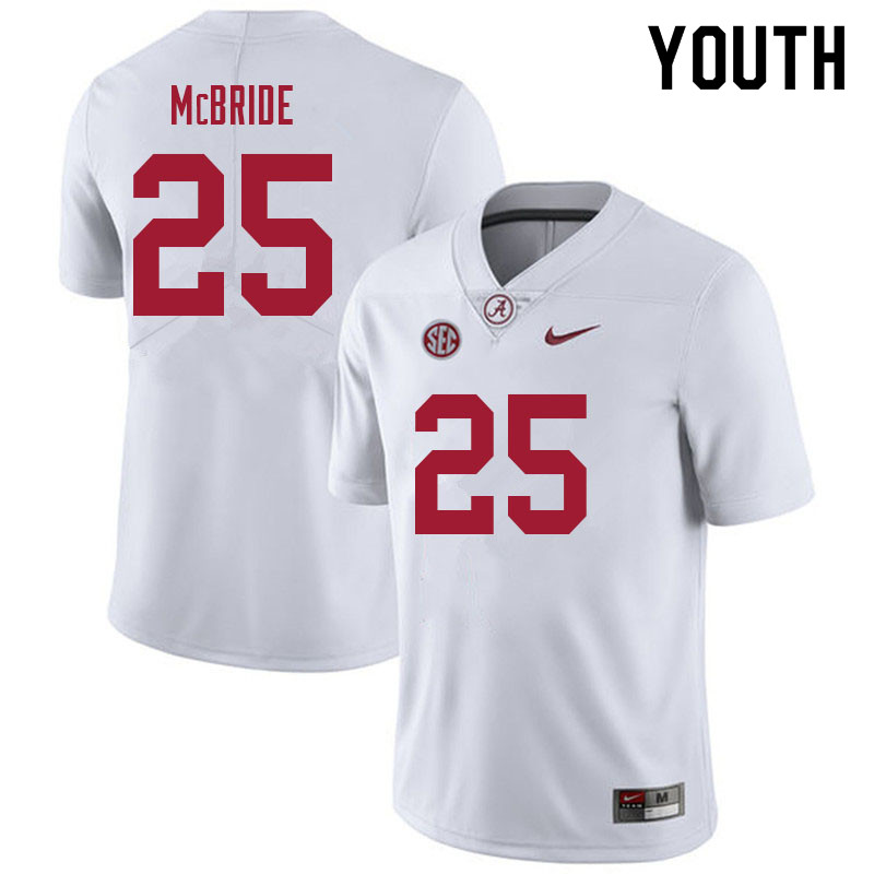 Alabama Crimson Tide Youth Jacobi McBride #25 White NCAA Nike Authentic Stitched 2021 College Football Jersey TA16N38GM